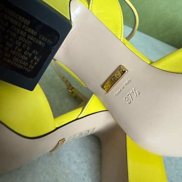 Gucci 771603 Horsebit Mid Heel Sandals, Slip-on In Yellow Size 37, 37.5, 38 - Picture 8 of 14